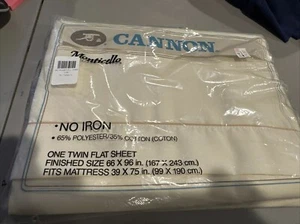 Vintage CANNON MONTICELLO Cotton Fresh  NO IRON ~ TWIN FLAT SHEET,  BEIGE COLOR - Picture 1 of 1