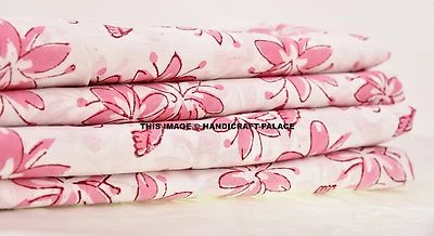 5 Yards Cotton Vintage Cotton Floral Printed Bagru Fabric Dyed Sarong Fabric Art - Image 1 of 4