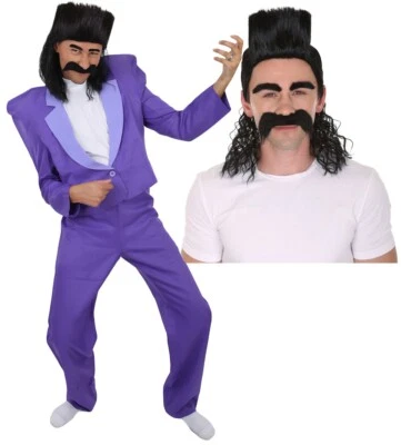 Disfraz de cosplay para hombre Despicable Me 3 Balthazar Bratt, juego de peluca y bigote, HC-DME Foto 1 de 4