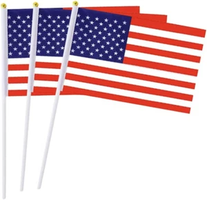 American Flag USA Hand Held Small Mini Stick Flags Decorations US 4Th July Flags - Picture 1 of 8
