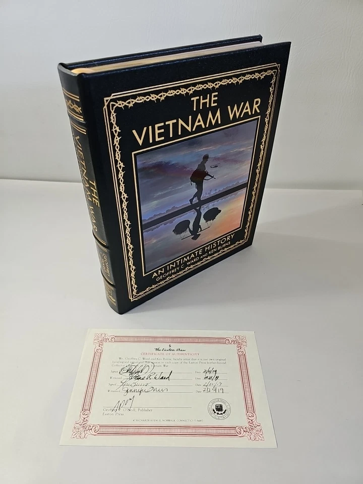 Easton Press ~ The Vietnam War ~ Leather ~ Signed ~ COA  ~ Ken Burns ~ Geoffrey - Image 1 of 4