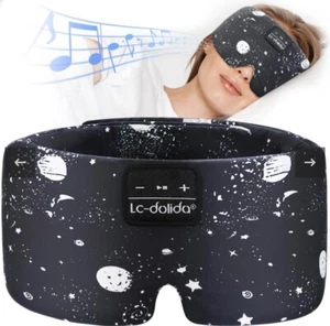 Maschera per dormire Bluetooth con cuffie occhi 100% oscurante dormire musica relax - Foto 1 di 7