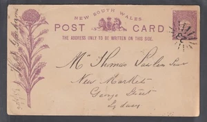 New South Wales H&G 6 used 1889 1p Postal Card with purple indicium & printing - Picture 1 of 2