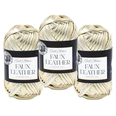 (3 Pack) Lion Brand 341-171 Faux Leather Yarn, Gold - Image 1 of 4