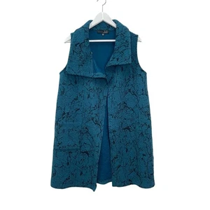 LIV by Habitat Sz M Teal Black Marbled Pattern A-Line Lagenlook Knit Long Vest - Bild 1 von 10