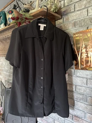 Blusa Covington Feminina Manga Curta Preta Tamanho 14-16W Funciona Como 12-14 - Imagem 1 de 4