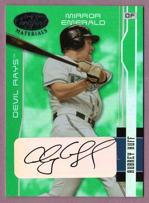 2003 LEAF CERTIFIED MATERIALS MIRROR EMERALD AUTOGRAPHS #181 AUBREY HUFF #D 3/5 - Image 1 of 3