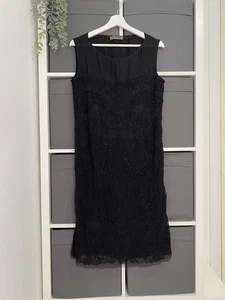 Vestido recto Jigsaw para damas talla 12 negro con cuentas seda cóctel LBD fiesta de crucero - Imagen 1 de 7