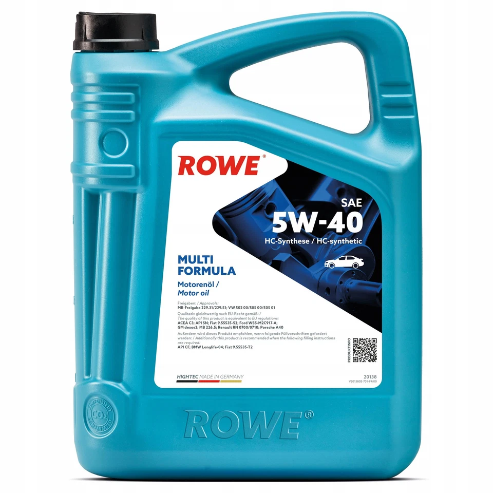ROWE HIGHTEC MULTI FORMULA für 5W-40 4 Liter Motoröl Motorenöl HC Synthese 505