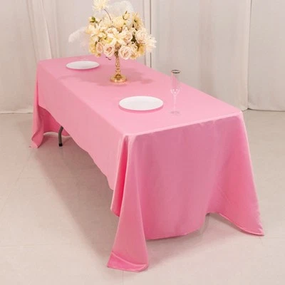Pink 60x126" RECTANGLE Lamour Satin TABLECLOTH Wedding Party Home Banquet - Image 1 of 4