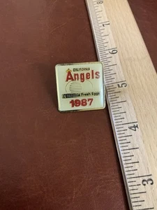 Vintage CALIFORNIA Angels Lapel- Hat- Jacket Pin 'California Fresh Eggs 1987' - Picture 1 of 2