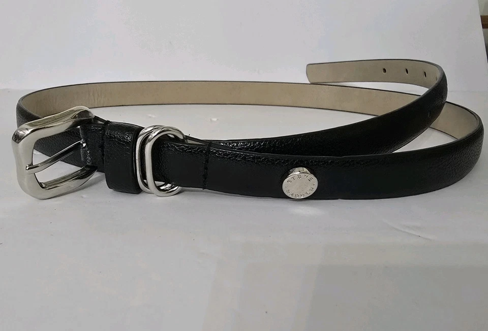 Steve Madden Belt Women's  Black Vegan Leather Silver Buckle 33” - 38" NEW - Image 1 of 3