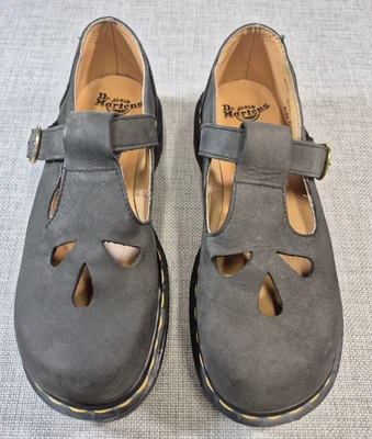 Винтажный 90-х сделано в Англии Dr. Doc Marten Mary Janes 8062 плоский черный Великобритании 3-США 5 - Изображение 1 из 4