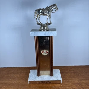 Vintage Horse Show Trophy Metal Marble Western Decor Springfield Fire Dept 13” - Picture 1 of 13
