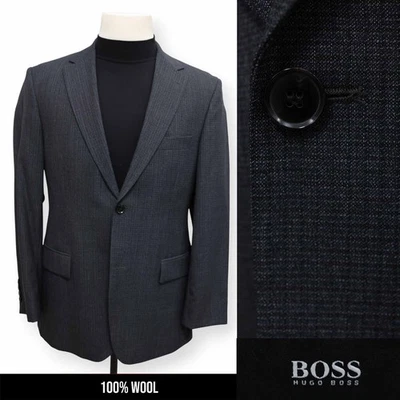 HUGO BOSS mens gray pattern 100% WOOL sport coat suit jacket blazer 40 S - Image 1 of 4