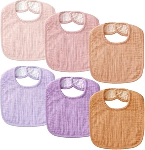 Muslin Baby Bibs for Unisex Boys Girls, Soft Cotton Drool Bibs, Blush - Picture 1 of 6