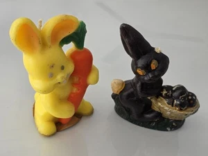 ๐ฅ 2 Vintage Wax Figure Candles ~ Gurley ~ Rabbits - Picture 1 of 5