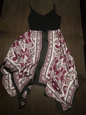 Vestido Casa Blanca Mercado Negro WHBM Mujer Talla 8 Boho Pañuelo Pañuelo Dobladillo Foto 1 de 3