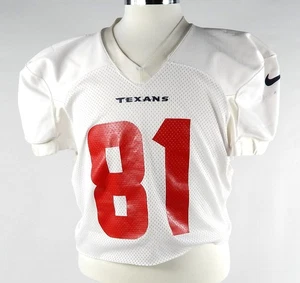 Camiseta deportiva de práctica blanca usada del juego Eric Saubert #81 2021 de los Houston Texans XL 959 - Imagen 1 de 9