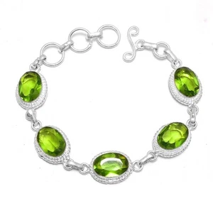 Lab-Created Peridot Ethnic Handmade Bracelet Feshion Jewelry 19 Gms IB-2195 - Picture 1 of 1