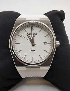 Reloj de cuarzo Tissot PRX 40 MM esfera blanca correa de goma blanca T137.410.17.011.00 - Imagen 1 de 7