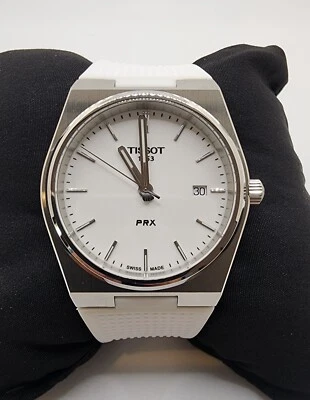 Tissot PRX 40MM White Dial White Rubber Strap Quartz Watch T137.410.17.011.00 - Image 1 of 4