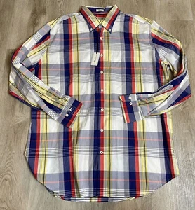 Peter Millar Shirt Mens XL Weekender Finish Tartan Royal Plaid Long Sleeve - Picture 1 of 9