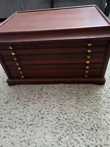 6 Drawer Wooden 100 Coins Collector - Picture 1 of 18