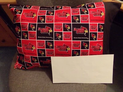 TRAVEL SIZE  PILLOWCASE ILLINOIS STATE RED BIRDS PATCHES/ BLACK CUFF 14X20 #519 - Image 1 of 3