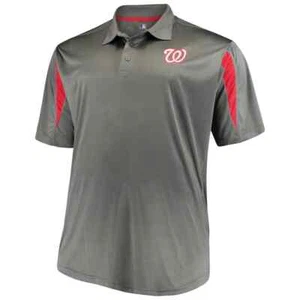 Washington Nationals Men's 3XB Majestic Embroidered Contract Polo Charcoal Red - Picture 1 of 3