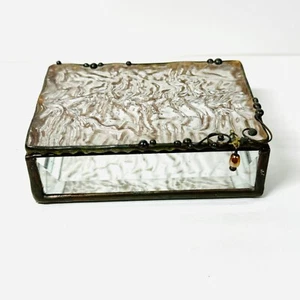 Vintage 1994 Art/Faceted Glass Metal Jewelry Box Artist signed - Picture 1 of 11