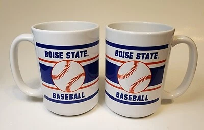 ¡COMO NUEVO Y RARO! BOISE STATE Broncos BÉISBOL (x2) Taza/Taza de café grande (Idaho) Foto 1 de 4