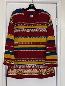Vintage Carole Little Sweater 3X  100% Cotton 80s  Red/Colorful Knit Sweater NEW - Picture 1 of 11