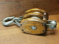 Antique Nautical/Maritime Large Wood "SHIP BLOCK &  TACKLE PULLEY" Rigging