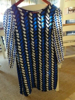 Vestido de seda Anthropologie tamanho 2 NIEVES LAVI preto azul mangas 3/4 relaxado - Imagem 1 de 4