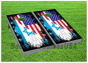 VINYLFOLIEN Cornhole Boards AUFKLEBER USA & israelische Flagge BagToss Spiel Aufkleber 606 - Bild 1 von 1