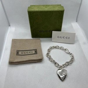 Women’s Gucci Heart G Bracelet - Silver Size 7 Made In Italy - Picture 1 of 10