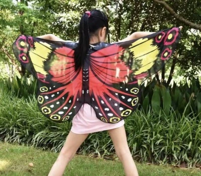 Cape and Mask Elastic Dress Kids Butterfly Wings Cosplay Costume multicoloured - Image 1 of 4