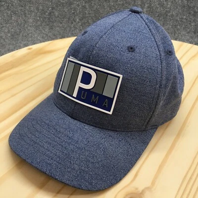 Puma Tour Exclusive Snapback Baseball Cap Mens OS Blue Space Dye Rubber Patch - Image 1 of 4