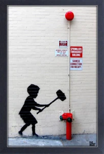 BANKSY HAMMER BOY 13x19 FRAMED GELCOAT POSTER STREET ART ARTIST PAINT LONDON NEW - Picture 1 of 2