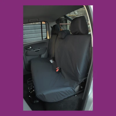 VW Volkswagen Amarok 2011-2022 Black Waterproof Tailored Rear Bench Seat Cover - Image 1 of 2