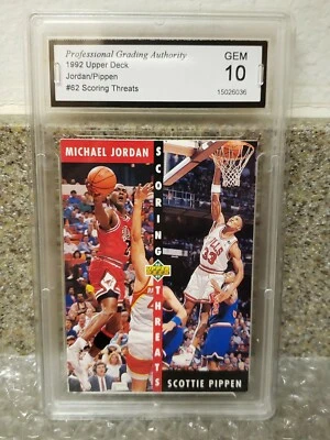 🏀🤩JORDAN/PIPPEN🤩1992🤩🏀💥UPPER DECK💥#62🏀🏀🏀SCORING🏀THREATS💎GEM💎MT10💎 - Image 1 of 4