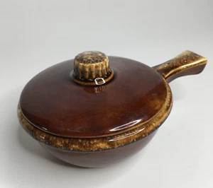 Hull Pottery USA Covered Casserol Pot w Handle Brown Drip Glaze Oven Proof - Picture 1 of 5