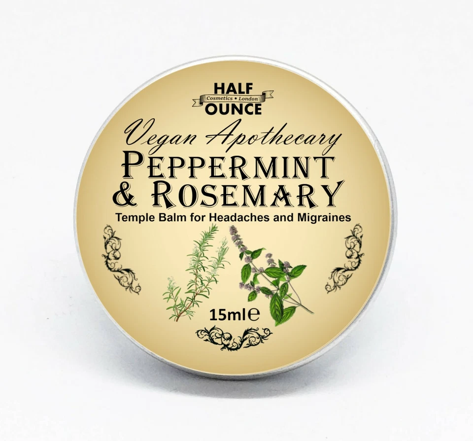 HALF OUNCE COSMETICS Headache Relief Balm, Vegan and Natural Therapy, Rosemary and Peppermint Oils