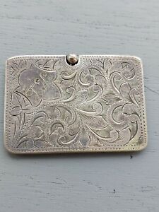 ANTIQUE SILVER PLATE STAMP CASE. ENGRAVED. WITH 3D REVENUE STAMP. BEAUTIFUL. 