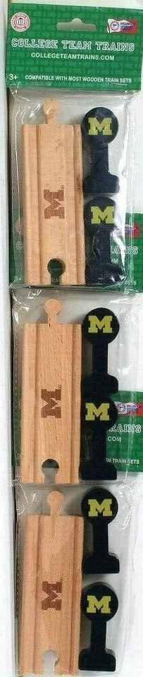 3 Packages Officially Licensed College Team Trains Michigan 1 Track & 2 Signs - Image 1 of 1