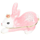 Rabbit Jewelry Holder Statue Decor Zodiac Enamel Trinket Case Trinkets