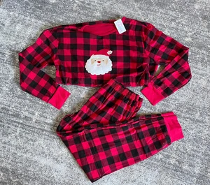 Tebbis Weihnachten L Pyjama Set rot Büffel kariert Santa Langarm Jogginghose Neu mit Etikett K8 - Bild 1 von 12