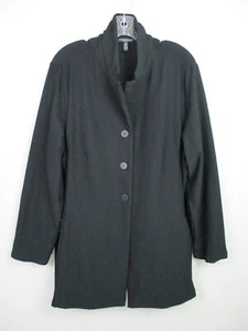 Eileen Fisher 1X Jacket Black Washable Stretch Crepe Blazer Button Front System - Picture 1 of 12