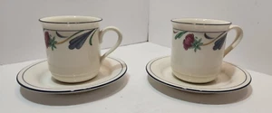 Vintage Lenox Poppies On Blue 3.75" Coffee/Tea Cups With Saucers Set Of 2 - Picture 1 of 12